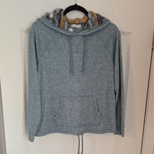 Ultra Flirt Blue Hoodie with Multicolor Hood